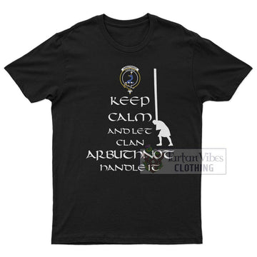 Arbuthnot Clan Men's T-Shirt: Keep Calm and Let the Clan Handle It Caber Toss Highland Games Style White - 2D-tartanvibesclothing