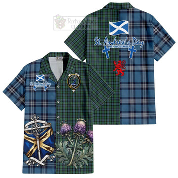 Tartan Vibes Clothing Arbuthnot Tartan Short Sleeve Button Shirt Happy St. Andrew's Day Half Tartan Style