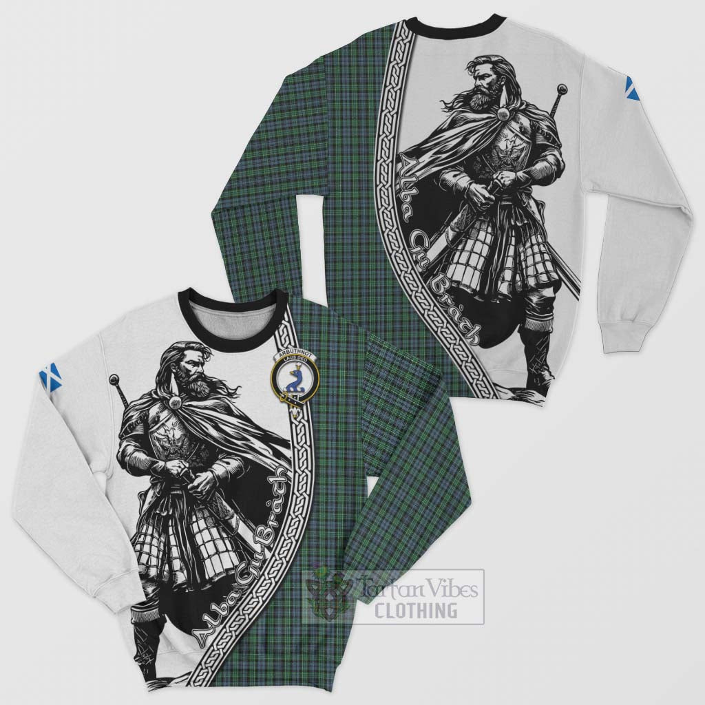 Tartan Vibes Clothing Arbuthnot Tartan Clan Crest Sweatshirt with Highlander Warrior Celtic Style