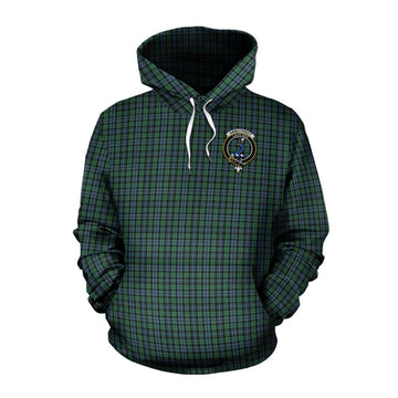 Tartan Vibes Clothing Arbuthnot Tartan Cotton Hoodie with Family Crest Celtic Skull Style