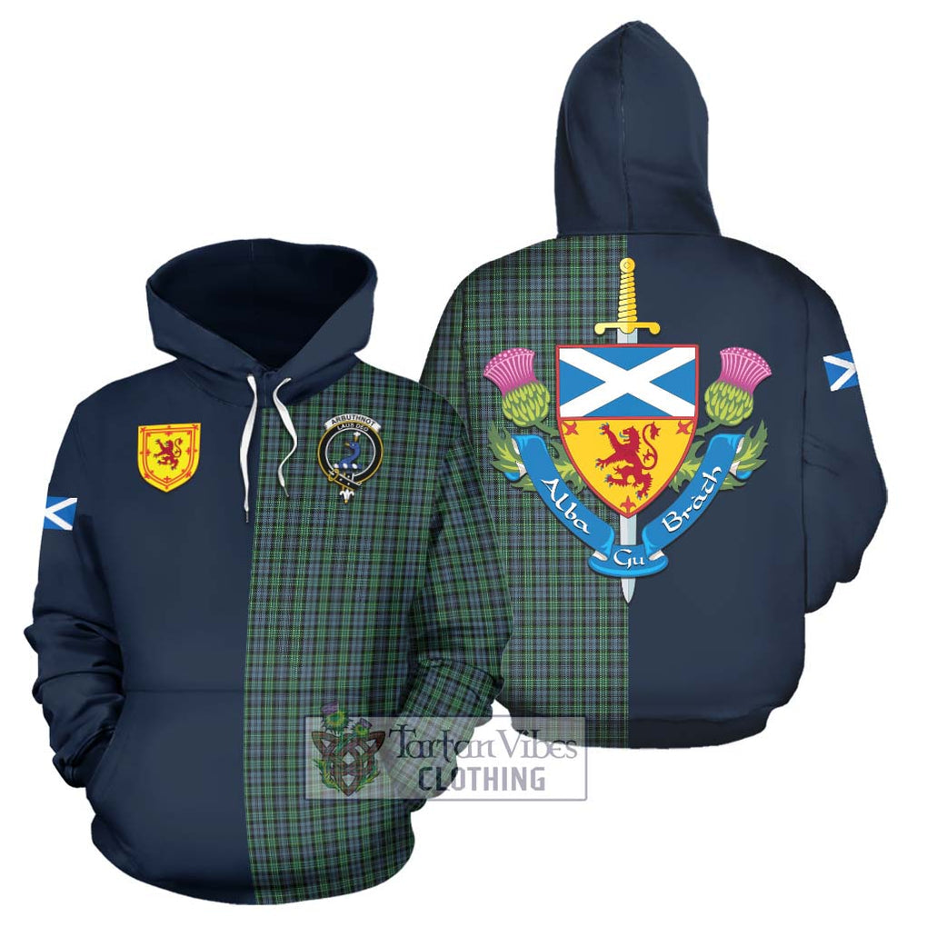 Tartan Vibes Clothing Arbuthnot Tartan Hoodie with Scottish Lion Royal Arm Half Style