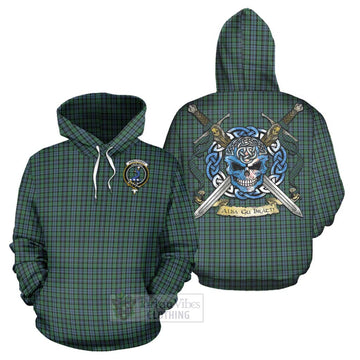 Tartan Vibes Clothing Arbuthnot Tartan Hoodie with Family Crest Celtic Skull Style