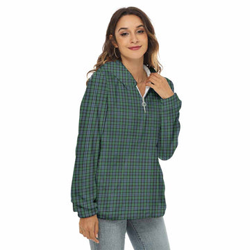 Tartan Vibes Clothing Arbuthnot Tartan Women's Borg  Half Zip Fleece Hoodie