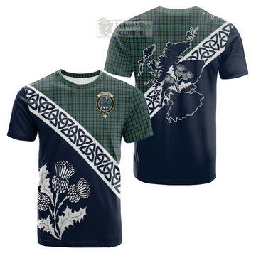 Tartan Vibes Clothing Arbuthnot Tartan Cotton T-shirt Featuring Thistle and Scotland Map