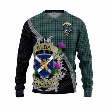 Tartan Vibes Clothing Arbuthnot Tartan Family Crest Knitted Sweater Lion Rampant Royal Thistle Shield Celtic Inspired