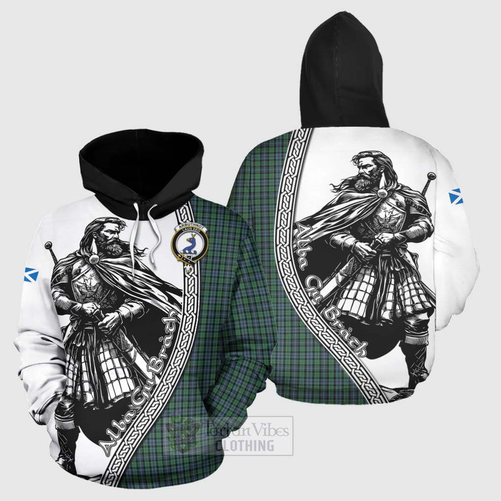 Tartan Vibes Clothing Arbuthnot Tartan Clan Crest Hoodie with Highlander Warrior Celtic Style
