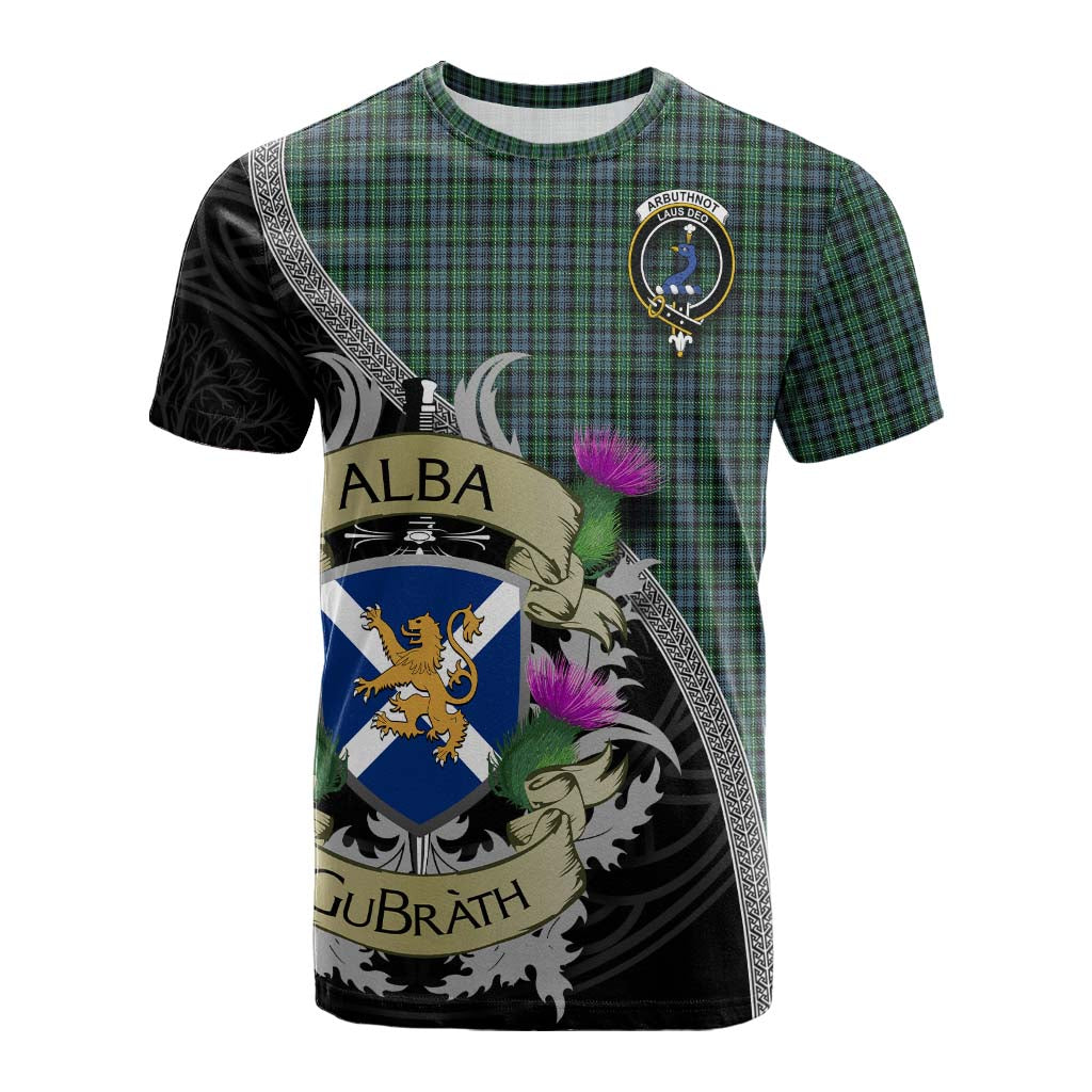 Tartan Vibes Clothing Arbuthnot Tartan Family Crest Cotton T-shirt Lion Rampant Royal Thistle Shield Celtic Inspired
