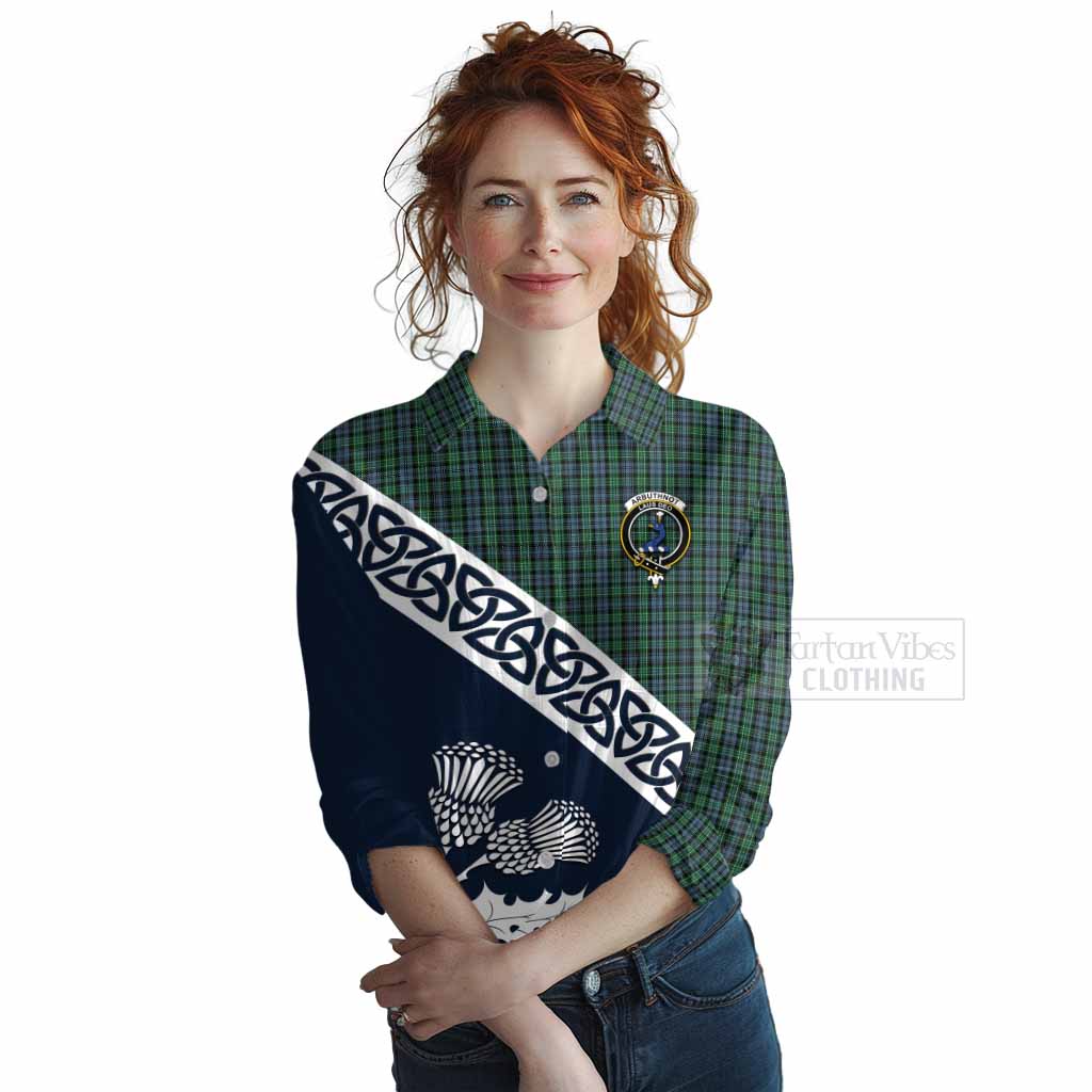 Tartan Vibes Clothing Arbuthnot Tartan Women's Casual Shirt Featuring Thistle and Scotland Map
