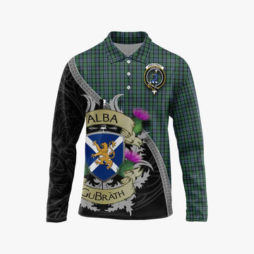 Tartan Vibes Clothing Arbuthnot Tartan Family Crest Long Sleeve Polo Shirt Lion Rampant Royal Thistle Shield Celtic Inspired