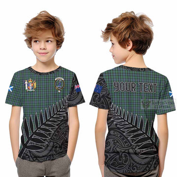 Tartan Vibes Clothing Arbuthnot Crest Tartan Kid T-Shirt with New Zealand Silver Fern Half Style