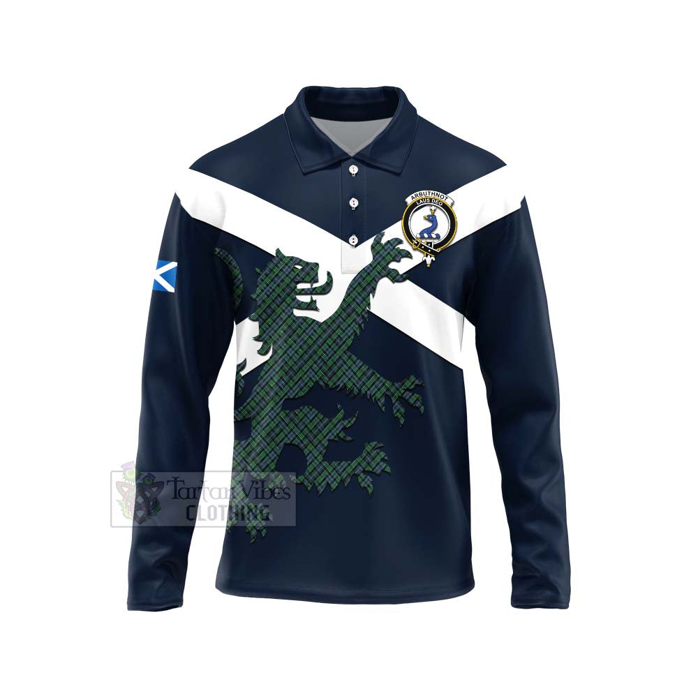 Tartan Vibes Clothing Arbuthnot Tartan Lion Rampant Long Sleeve Polo Shirt – Proudly Display Your Heritage with Alba Gu Brath and Clan Name