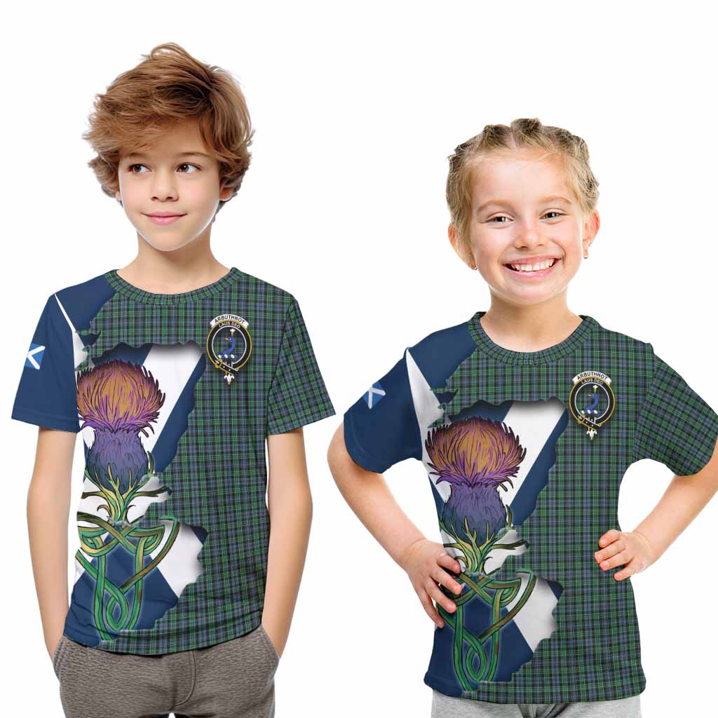 Tartan Vibes Clothing Arbuthnot Tartan Family Crest Kid T-Shirt Scottish Thistle Celtic Inspired