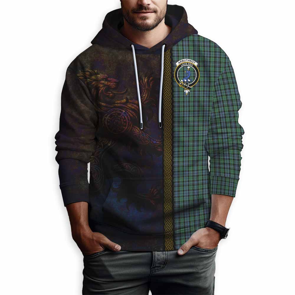 Tartan Vibes Clothing Arbuthnot Tartan Family Crest Hoodie Alba Gu Brath Be Brave Lion Ancient Style