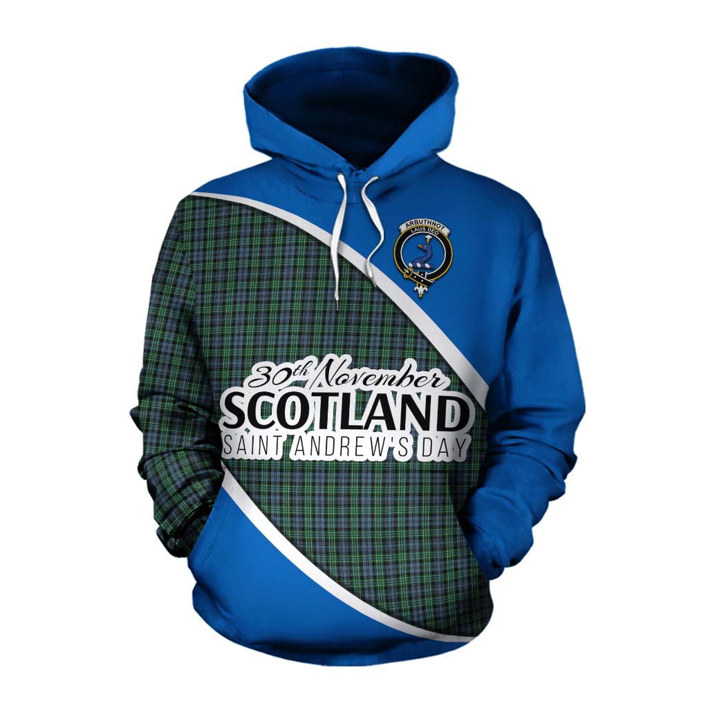 Tartan Vibes Clothing Arbuthnot Family Crest Tartan Cotton Hoodie Celebrate Saint Andrew's Day in Style