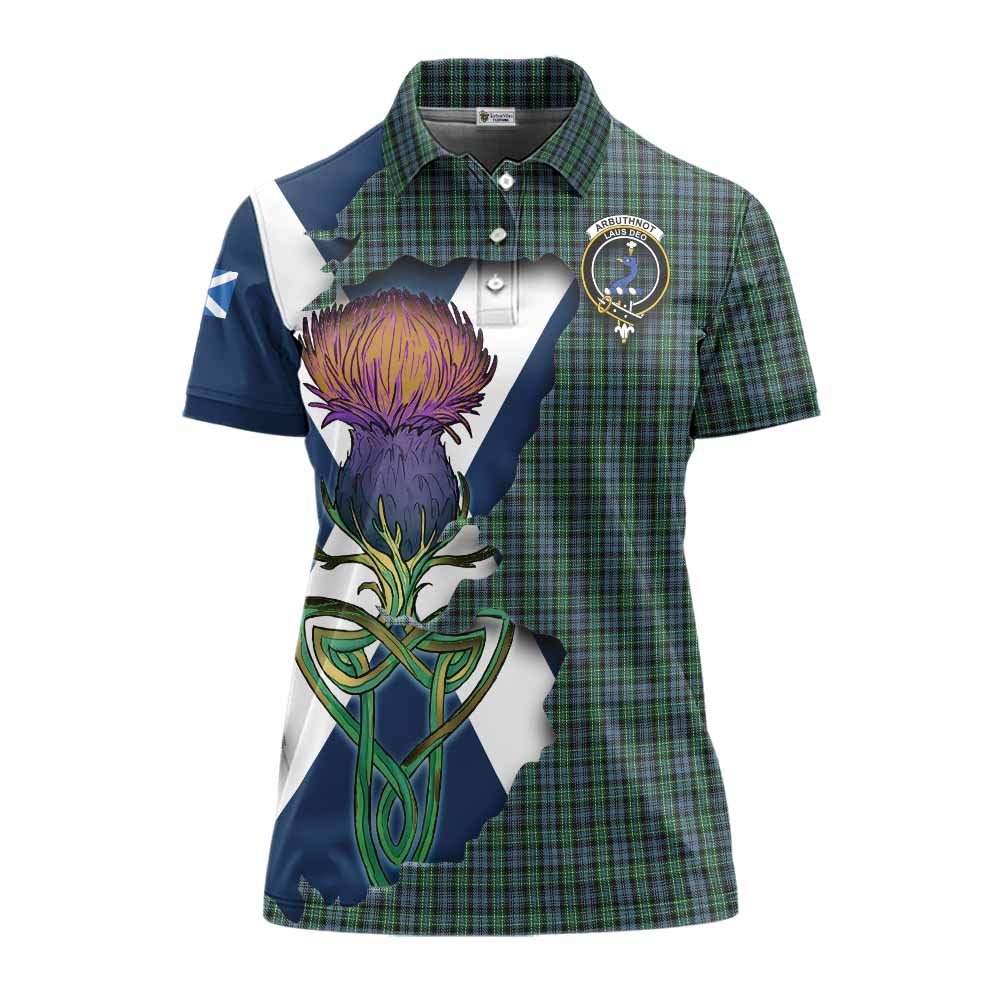 Tartan Vibes Clothing Arbuthnot Tartan Family Crest Women's Polo Shirt Scottish Thistle Celtic Inspired