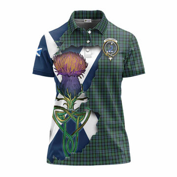 Tartan Vibes Clothing Arbuthnot Tartan Family Crest Women's Polo Shirt Scottish Thistle Celtic Inspired