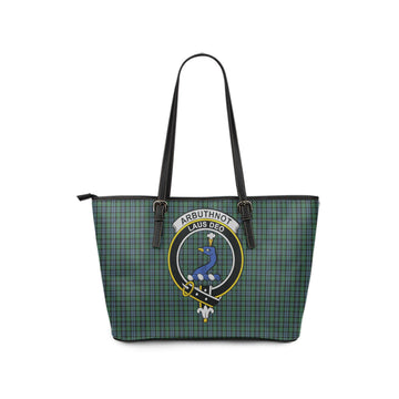 Arbuthnot Tartan Leather Tote Bag with Family Crest