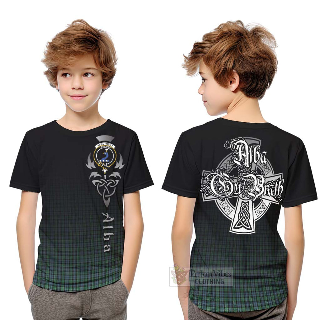 Tartan Vibes Clothing Arbuthnot Tartan Kid T-Shirt Featuring Alba Gu Brath Family Crest Celtic Inspired