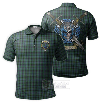 Tartan Vibes Clothing Arbuthnot Tartan Polo Shirt with Family Crest Celtic Skull Style