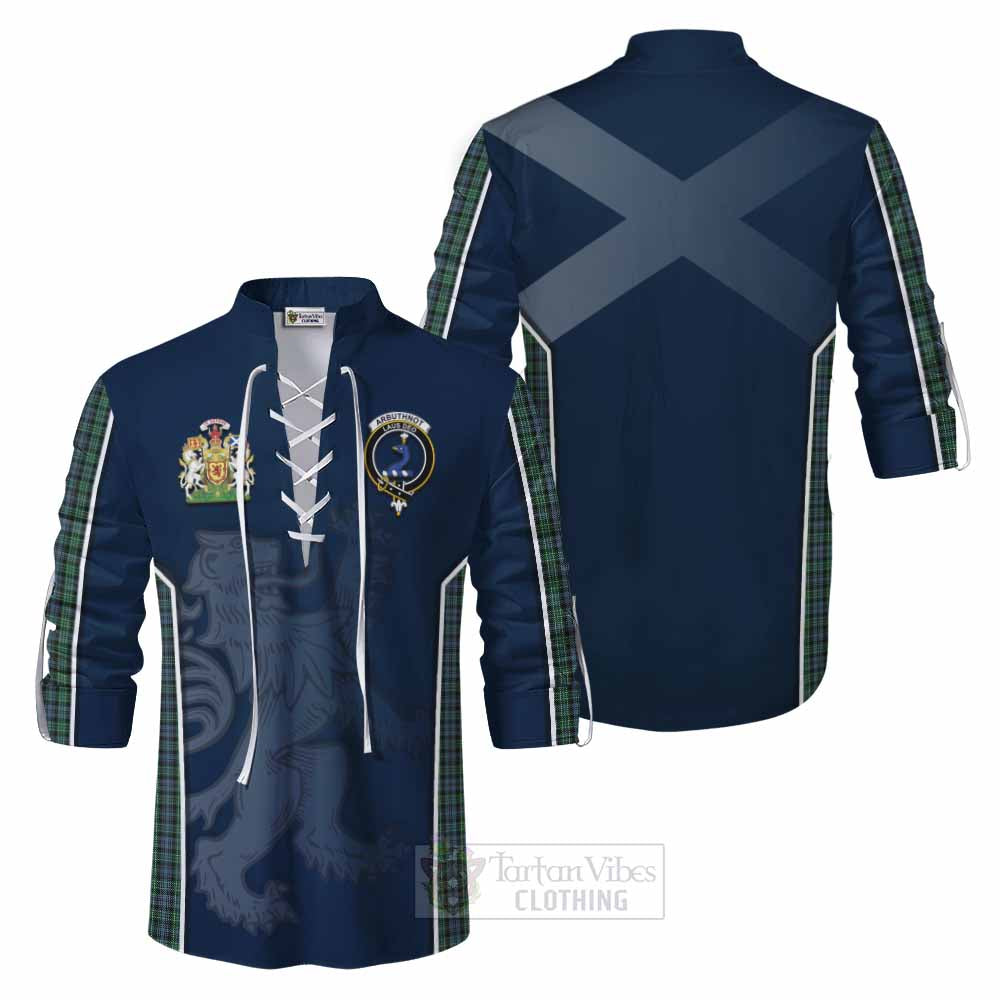 Tartan Vibes Clothing Arbuthnot Tartan Ghillie Kilt Shirt with Family Crest and Lion Rampant Vibes Sport Style