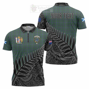 Tartan Vibes Clothing Arbuthnot Crest Tartan Zipper Polo Shirt with New Zealand Silver Fern Half Style