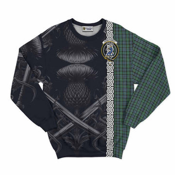 Tartan Vibes Clothing Arbuthnot Tartan Sweatshirt with Family Crest Cross Sword Thistle Celtic Vibes