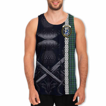 Tartan Vibes Clothing Arbuthnot Tartan Men's Tank Top with Family Crest Cross Sword Thistle Celtic Vibes