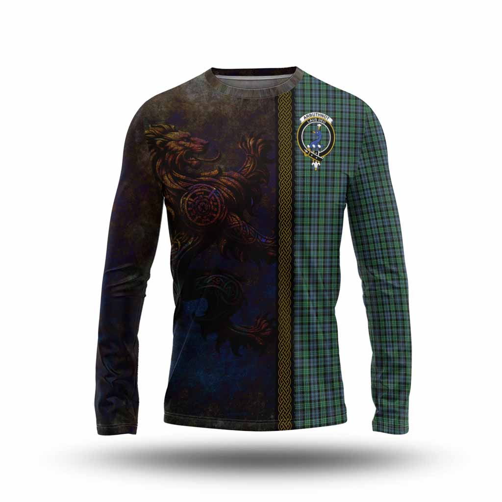 Tartan Vibes Clothing Arbuthnot Tartan Family Crest Long Sleeve T-Shirt Alba Gu Brath Be Brave Lion Ancient Style