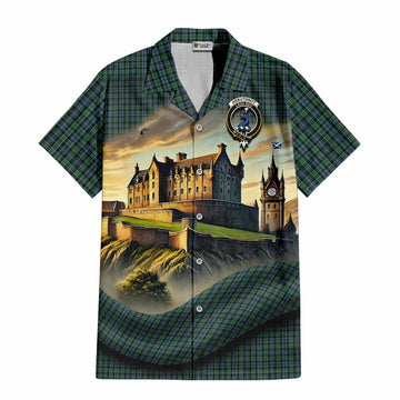 Tartan Vibes Clothing Arbuthnot Tartan Family Crest Short Sleeve Button Shirt with Scottish Ancient Castle Style
