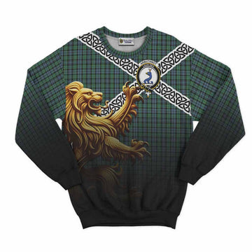 Tartan Vibes Clothing Arbuthnot Crest Tartan Sweatshirt with Golden Lion Emblem Celtic Style
