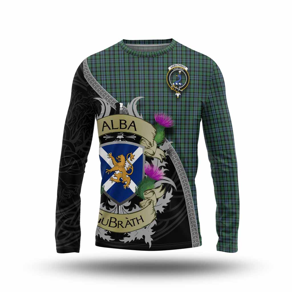 Tartan Vibes Clothing Arbuthnot Tartan Family Crest Long Sleeve T-Shirt Lion Rampant Royal Thistle Shield Celtic Inspired