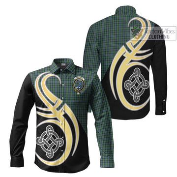 Arbuthnot Tartan Long Sleeve Button Shirt with Family Crest and Celtic Symbol Style Men's Shirt S - Tartan Vibes Clothing