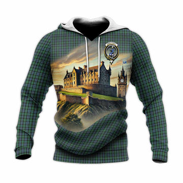 Tartan Vibes Clothing Arbuthnot Tartan Family Crest Knitted Hoodie with Scottish Ancient Castle Style