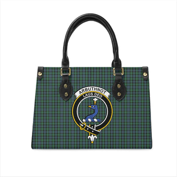 Arbuthnot Tartan Leather Bag with Family Crest