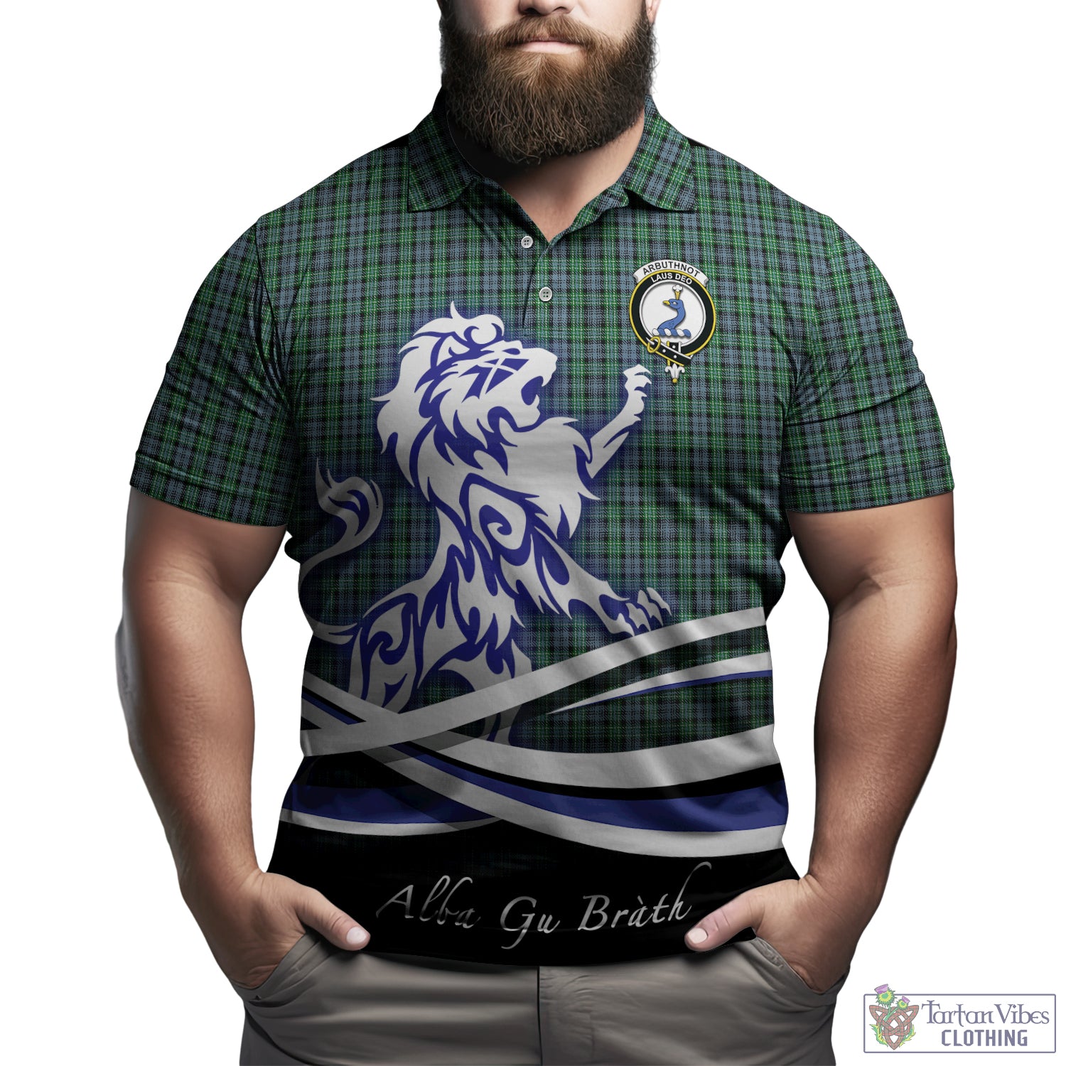 Arbuthnot Tartan Polo Shirt with Alba Gu Brath Regal Lion Emblem Kid - Tartan Vibes Clothing