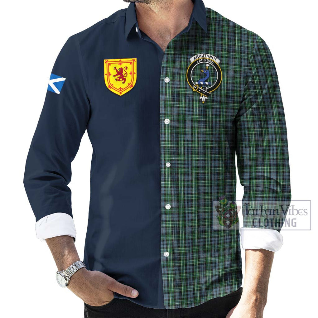 Tartan Vibes Clothing Arbuthnot Tartan Long Sleeve Button Shirt with Scottish Lion Royal Arm Half Style
