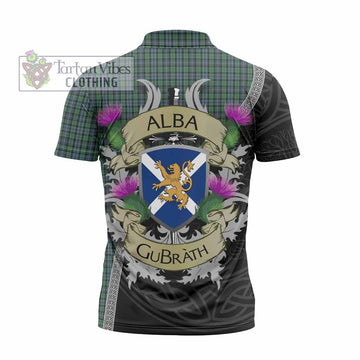 Tartan Vibes Clothing Arbuthnot Tartan Family Crest Zipper Polo Shirt Lion Rampant Royal Thistle Shield Celtic Inspired