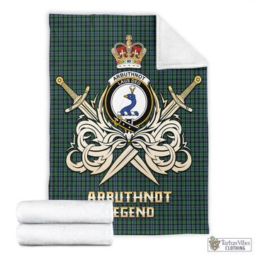 Arbuthnot Tartan Blanket with Clan Crest and the Golden Sword of Courageous Legacy - Tartan Vibes Clothing