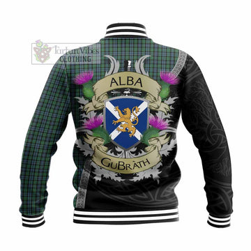 Tartan Vibes Clothing Arbuthnot Tartan Family Crest Baseball Jacket Lion Rampant Royal Thistle Shield Celtic Inspired