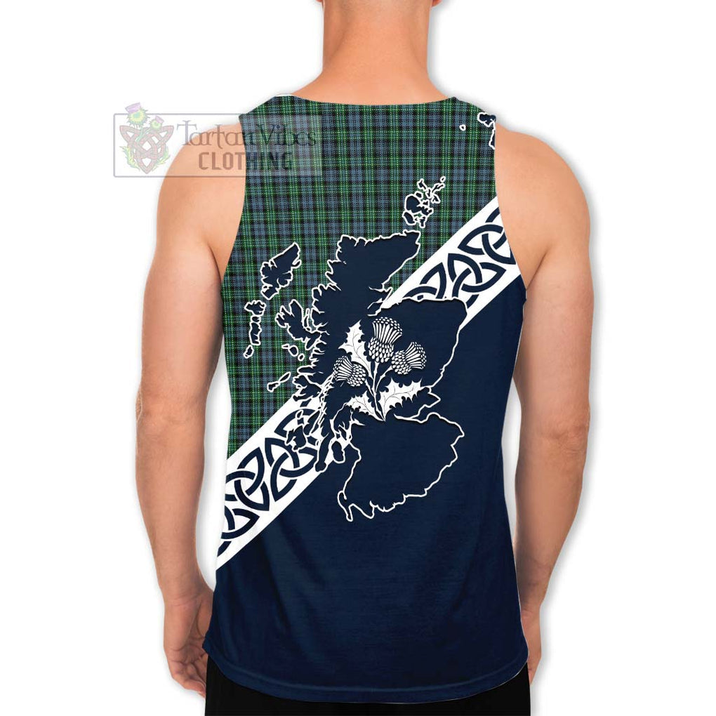 Tartan Vibes Clothing Arbuthnot Tartan Men's Tank Top Featuring Thistle and Scotland Map