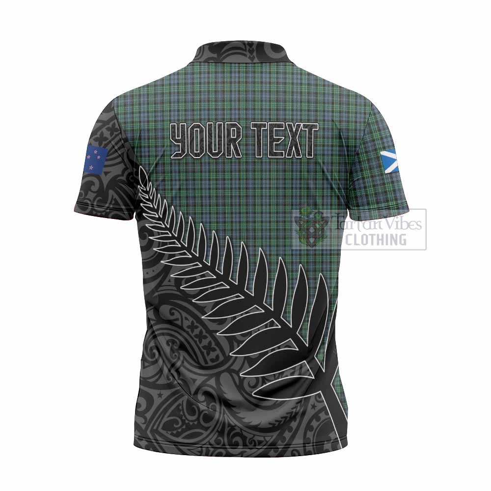Tartan Vibes Clothing Arbuthnot Crest Tartan Zipper Polo Shirt with New Zealand Silver Fern Half Style