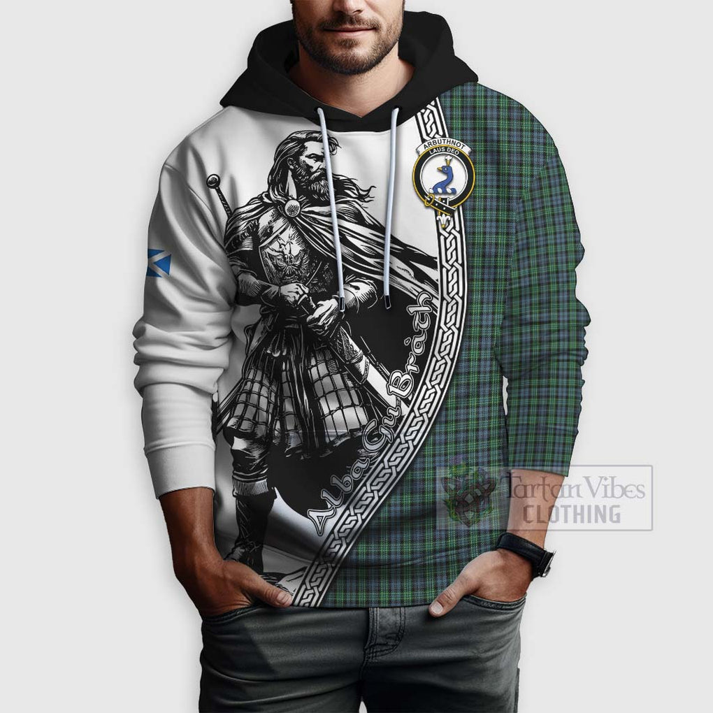 Tartan Vibes Clothing Arbuthnot Tartan Clan Crest Hoodie with Highlander Warrior Celtic Style