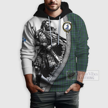 Tartan Vibes Clothing Arbuthnot Tartan Clan Crest Hoodie with Highlander Warrior Celtic Style