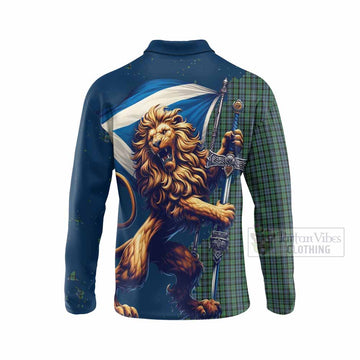 Tartan Vibes Clothing Arbuthnot Tartan Family Crest Long Sleeve Polo Shirt with Scottish Majestic Lion