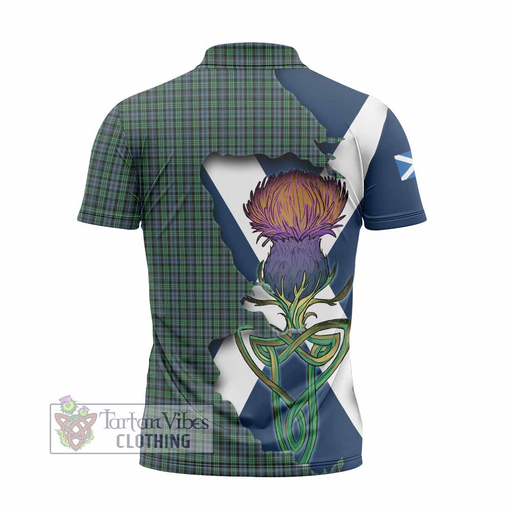 Tartan Vibes Clothing Arbuthnot Tartan Family Crest Zipper Polo Shirt Scottish Thistle Celtic Inspired