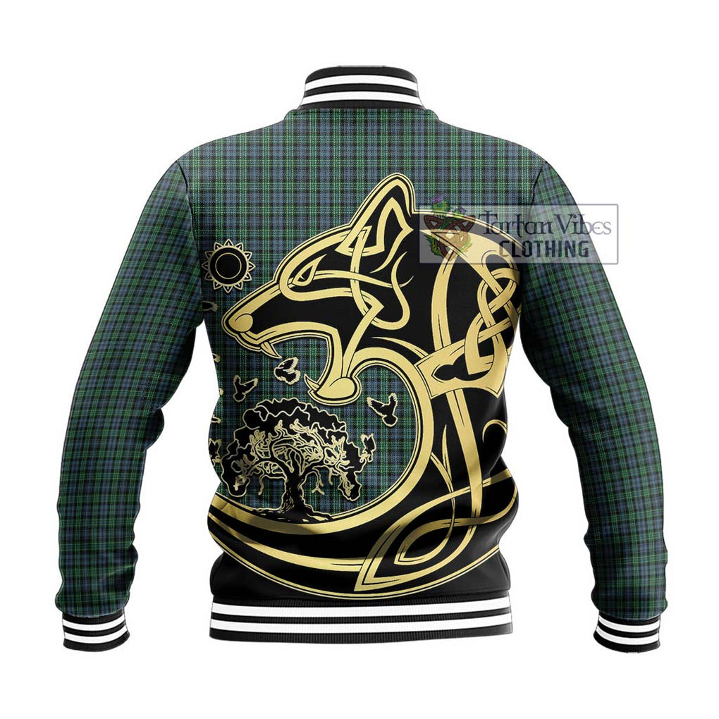 Arbuthnot Tartan Baseball Jacket with Family Crest Celtic Wolf Style - Tartan Vibes Clothing