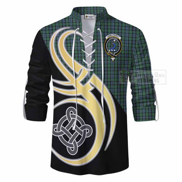 Tartan Vibes Clothing Arbuthnot Tartan Ghillie Kilt Shirt with Family Crest and Celtic Symbol Style