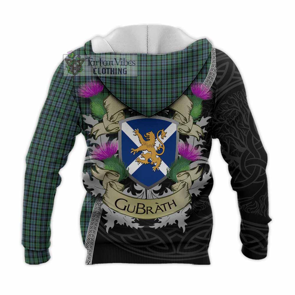 Tartan Vibes Clothing Arbuthnot Tartan Family Crest Knitted Hoodie Lion Rampant Royal Thistle Shield Celtic Inspired