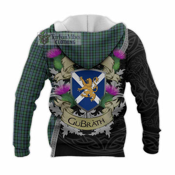 Tartan Vibes Clothing Arbuthnot Tartan Family Crest Knitted Hoodie Lion Rampant Royal Thistle Shield Celtic Inspired