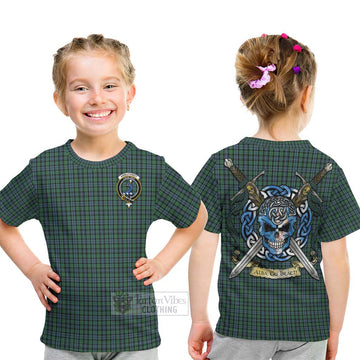Tartan Vibes Clothing Arbuthnot Tartan Kid T-Shirt with Family Crest Celtic Skull Style